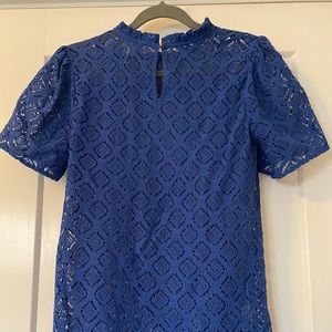 Blue, knit, see through blouse.